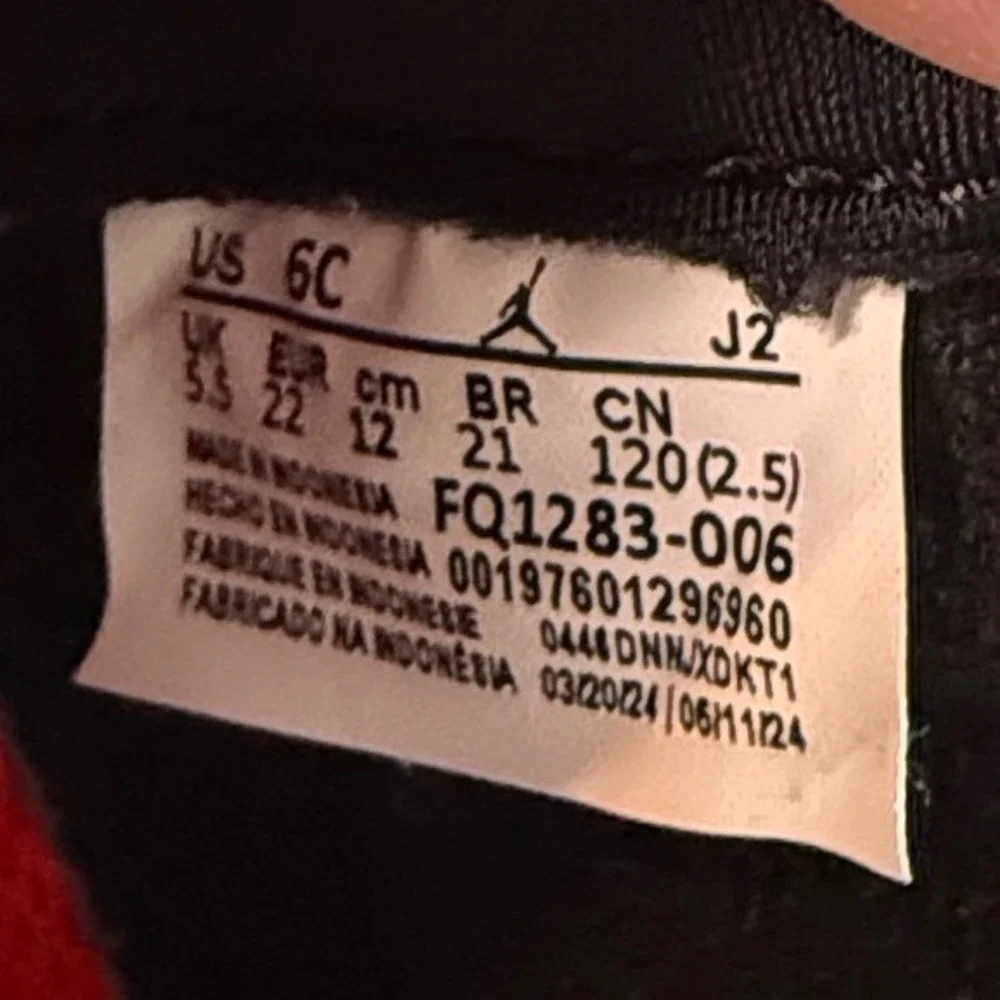 Kids Air Jordan 1 Mid Toddler Shoes Black Red FQ1283 006 Size 6C Sneakers Kicks‎